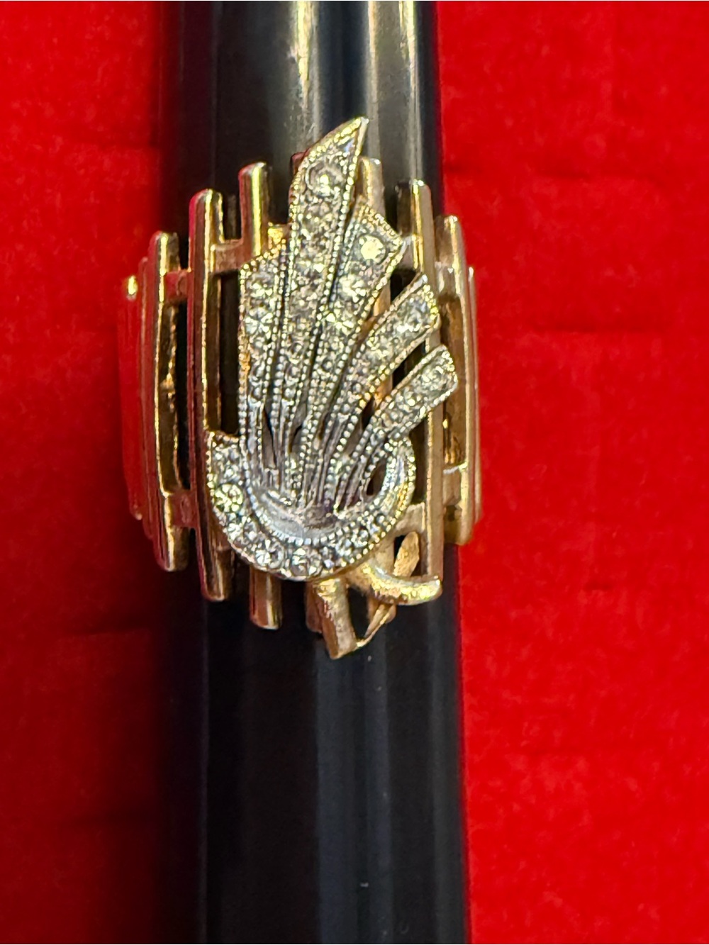 14k HGE Gold Tone Women's Cocktail Ring with Clear Crystal Accent - Gold